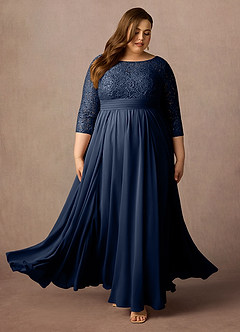 Azazie Carmena Final Sale Dark Navy A-Line Sequins Chiffon Dress image12