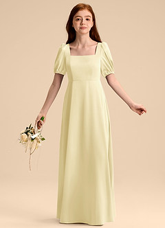 Azazie Briar Junior Klä av A-Line i Stretch Satin Rosett image5