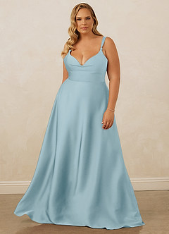 Christian Siriano Bridal for Azazie 1001 Robes de demoiselle d'honneur Robe Trapèze en Satin extensible Encolure en Forme de Cœur Bleu Maussade image11