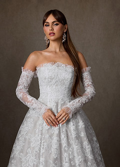 Azazie Hinata Vestidos de novia Vestido de Diamante Blanco de Encaje de Corte Princesa con Sin tirantes image6