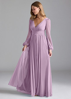 Azazie Norah Brautjungfernkleider A-Linie Gittergewebe Kleid Blauregen image4