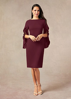 Azazie Carter Moeder van de bruid jurken Kolom Jurk van Rek chiffon Ruches Cabernet image1