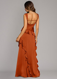 Azazie Sloane Bridesmaid Dresses Burnt Orange A-Line Sweetheart Neckline Stretch Satin Dress image2