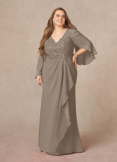 Azazie Perry Mother of the Bride Dresses Mermaid V-Neck Lace Chiffon Floor-Length Dress image9