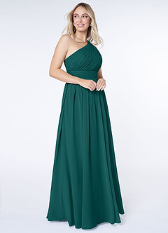 Azazie Molly Bridesmaid Dresses A-Line One Shoulder Chiffon Floor-Length Dress image3