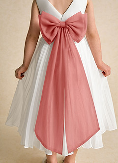 Azazie Margot Flower Girl Dresses Ivory Antique Rose A-Line Pleated Chiffon Dress image8
