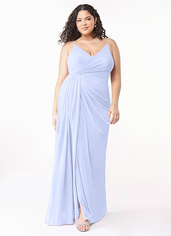 Azazie Evalin Vestidos de madrinha de casamento Vestir Lavanda de Malha de Linha A com Plissado image7