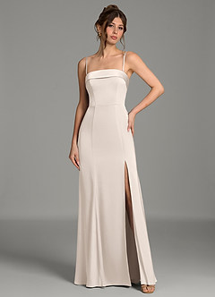 Azazie Helena Robes de demoiselle d'honneur Robe Sirène en Satin extensible Bustier Albâtre Blanc image4