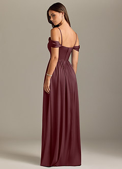 Azazie Calianna Bridesmaid Dresses Sangria A-Line Off the Shoulder Stretch Satin Convertible Dress image10