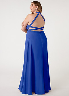 Azazie Clarice Bridesmaid Dresses Royal Blue A-Line Halter Chiffon Dress image12