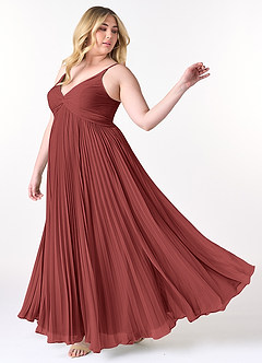 Azazie Raychelle Abiti da Damigella Abito A-Line in Chiffon con Scollo a V Terracotta image10