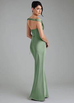 Azazie Stella Vestidos de damas de honor Vestido Matcha de Satén Elástico de Corte Recto Convertible con Corsé image2