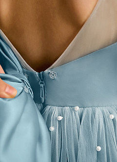 Azazie Trudy Blumenmädchenkleider Ballkleid Herzausschnitt Tüll Kleid Stimmungsvolles Blau image8