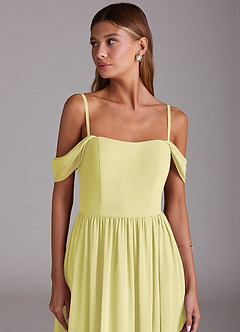 Azazie Calianna Jurken voor bruidsmeisjes Converteerbaar Jurk van Chiffon met A-Lijn Off the Shoulder Citroensorbet image7