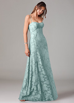 Azazie Valentine Bridesmaid Dresses Mist A-Line Sweetheart Neckline Floral Burnout Dress image4