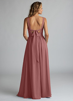 Azazie Aziza Bridesmaid Dresses Desert Rose A-Line V-Neck Pleated Chiffon Dress image4