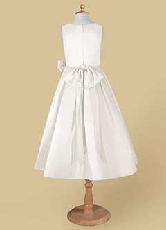 Azazie Ronda Final Sale Coral A-Line Pleated Matte Satin Dress image4