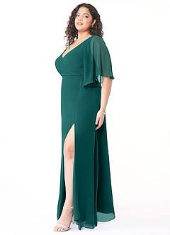 Azazie Cierra Bridesmaid Dresses Peacock A-Line V-Neck Chiffon Dress image11