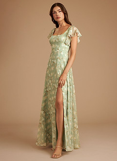 Azazie Bondi Bridesmaid Dresses Agave Bloom Floral A-Line Ruched Bloom Dress image4