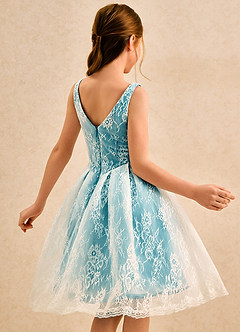 Azazie Cubbie Girls Formal Blumenmädchenkleider A-Linie Spitze Kleid Tintenblau image2