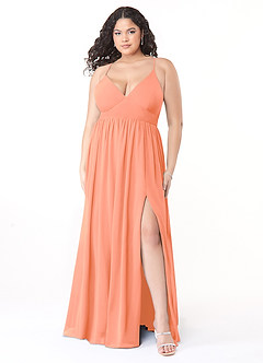 Azazie Aaida Bridesmaid Dresses Sunset A-Line Corset Chiffon Dress image7