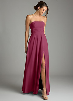 Azazie Tamira Bridesmaid Dresses Mulberry A-Line Pleated Chiffon Convertible Dress image2