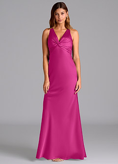 Azazie Hati Brudtärnklänningar Klä av Sjöjungfru i Stretch Satin Fuchsia image5