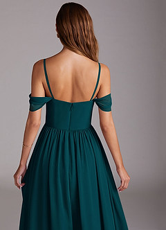Azazie Calianna Bridesmaid Dresses Pine A-Line Off the Shoulder Chiffon Convertible Dress image9