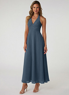 Azazie Tessie Suknie dla druhen Linia A Pofałdowany Szyfon Długość kostki Sukienka image1