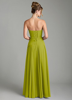 Azazie Gabriela Bridesmaid Dresses Lemongrass A-Line Corset Chiffon Dress image8