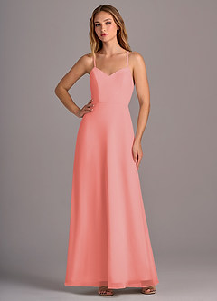 Azazie Mei Bridesmaid Dresses Coral A-Line Chiffon Dress image3