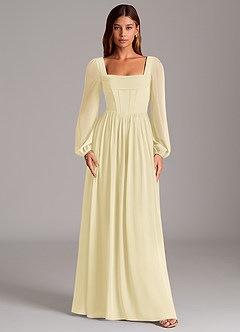 Azazie Maree Bridesmaid Dresses Lemon Sorbet A-Line Corset Chiffon Dress image5