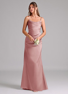 Azazie Lucille Bridesmaid Dresses Dusty Rose Mermaid Strapless Stretch Satin Convertible Dress image7