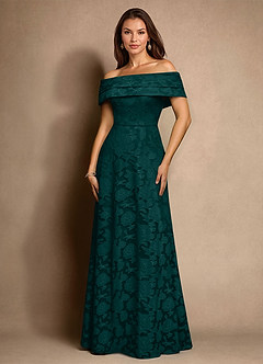 Azazie New Britain Moeder van de bruid jurken A-Lijn Jurk van Bloemen Burn-out Geplooid Pijnboom image1