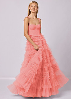 Barbie ♥ Azazie Bridesmaid Dresses Coral A-Line Sweetheart Neckline Tulle Dress image3