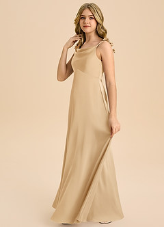 Azazie Gumdrop Junior Robe Empire en Satin extensible Plissée Or image5