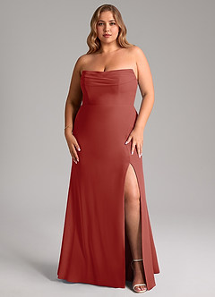 Azazie Saige Bridesmaid Dresses Terracotta A-Line Off the Shoulder Chiffon Convertible Dress image16