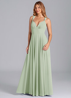 Azazie Darana Final Sale Dusty Sage A-Line Corset Chiffon Dress image5