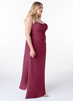 Azazie Mai Bridesmaid Dresses Mulberry Sheath Pleated Chiffon Dress image10
