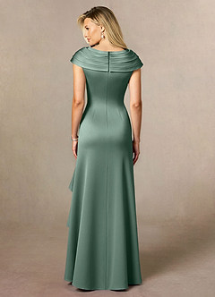Azazie Anderson Mother of the Bride Dresses Eucalyptus A-Line Pleated Stretch Satin Dress image2