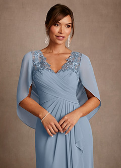 Azazie Santa Clara Mother of the Bride Dresses Dusty Blue A-Line Lace Dress image5