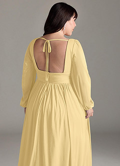 Azazie Norah Bridesmaid Dresses Butter A-Line V-Neck Long Sleeve Chiffon Dress image13