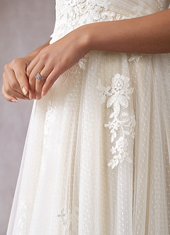 Azazie Alemia Wedding Dresses A-Line Lace Tulle Chapel Train Dress image9