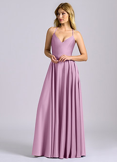 Azazie Truce Bridesmaid Dresses Wisteria A-Line Stretch Satin Dress image4