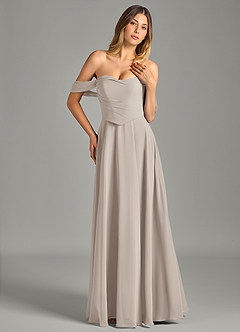 Azazie Chelsey Abiti da Damigella Abito Convertibile A-Line in Chiffon a Spalla Scoperta Gelo image4