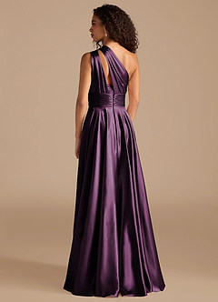 Azazie Charlize Brautjungfernkleider A-Linie One-Shoulder Metallischer Satin Kleid Pflaume image4