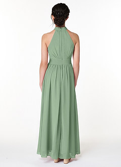 Azazie Iman Junior Matcha A-Line Pleated Chiffon Dress image2