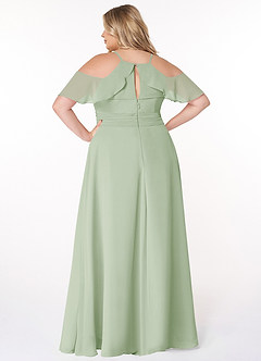 Azazie Dakota Bridesmaid Dresses Dusty Sage A-Line V-Neck Pleated Chiffon Dress image7