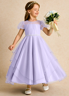 Azazie Duckie Flower Girl Dresses Lilac Ball-Gown Pleated Tulle Dress image1