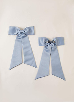 front Matching Color Stretch Satin Bow Hair Clip Set
